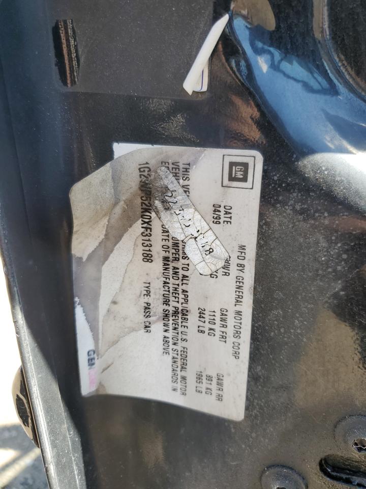 1999 Pontiac Grand Prix Gt VIN: 1G2WP52K0XF313188 Lot: 69962285