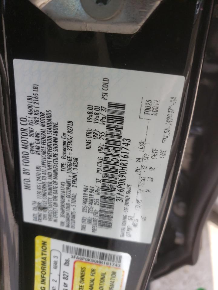 2017 Ford Fusion Titanium VIN: 3FA6P0K90HR161743 Lot: 68121195