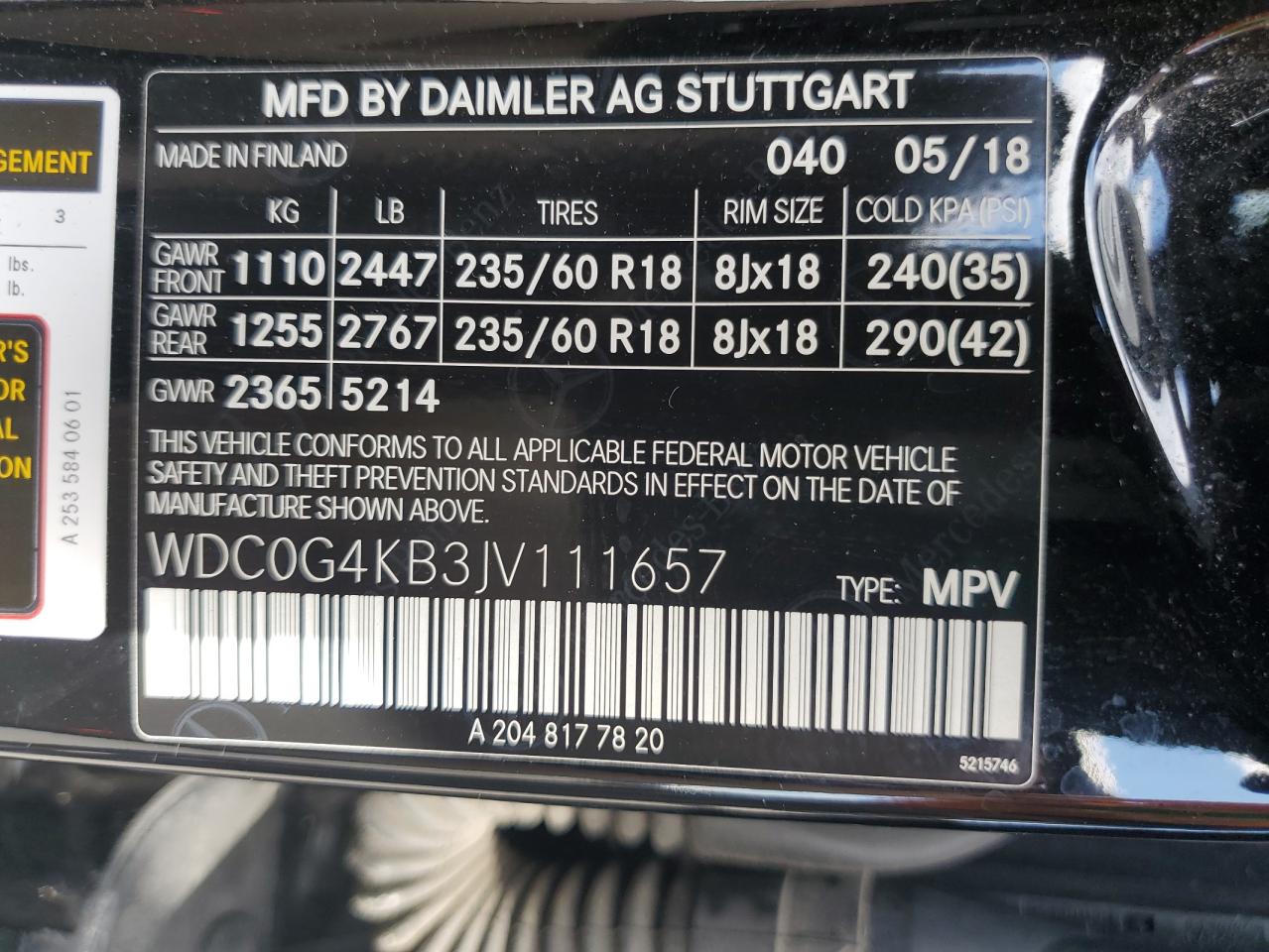 2018 Mercedes-Benz Glc 300 4Matic VIN: WDC0G4KB3JV111657 Lot: 70602425