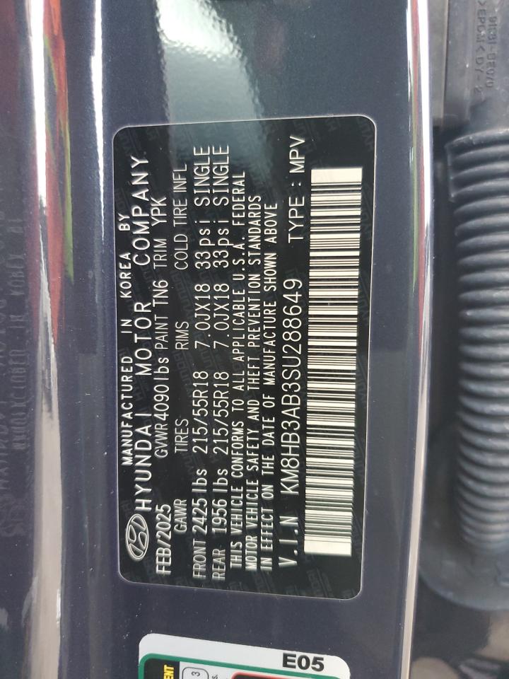 2025 Hyundai Kona Sel VIN: KM8HB3AB3SU288649 Lot: 68450715