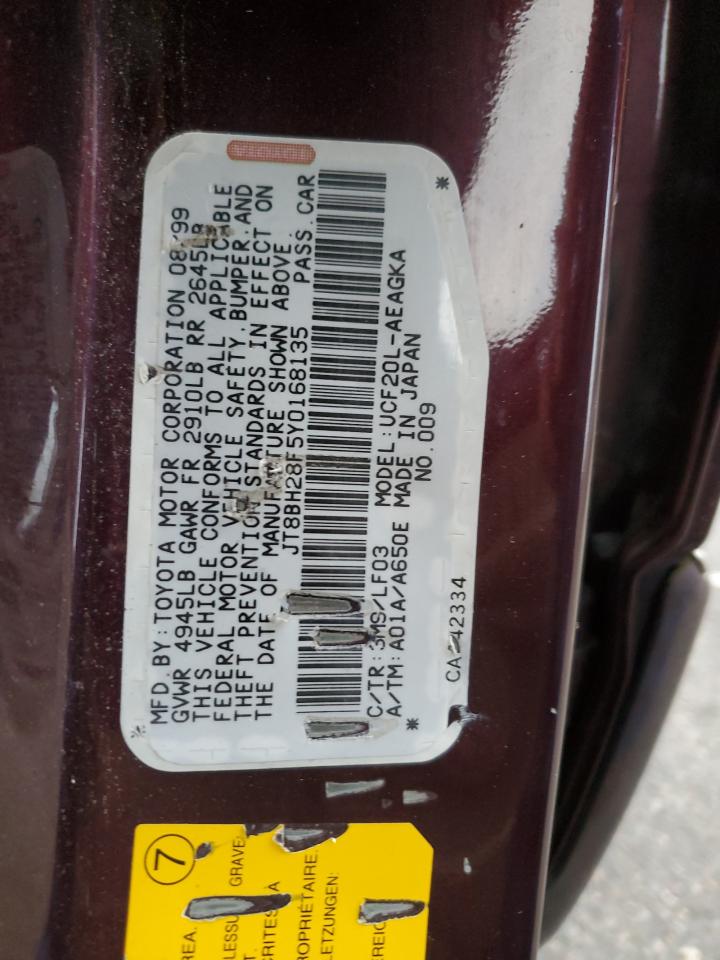 2000 Lexus Ls 400 VIN: JT8BH28F5Y0168135 Lot: 69412615