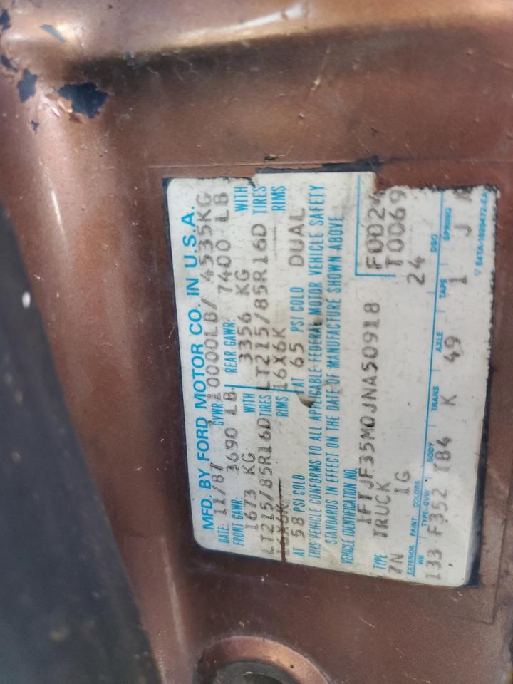 1988 Ford F350 VIN: 1FTJF35M0JNA50918 Lot: 69748875