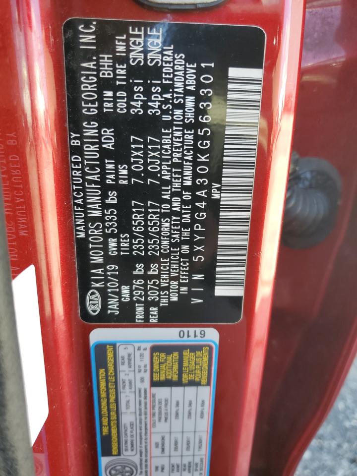 2019 Kia Sorento L VIN: 5XYPG4A30KG563301 Lot: 85101175