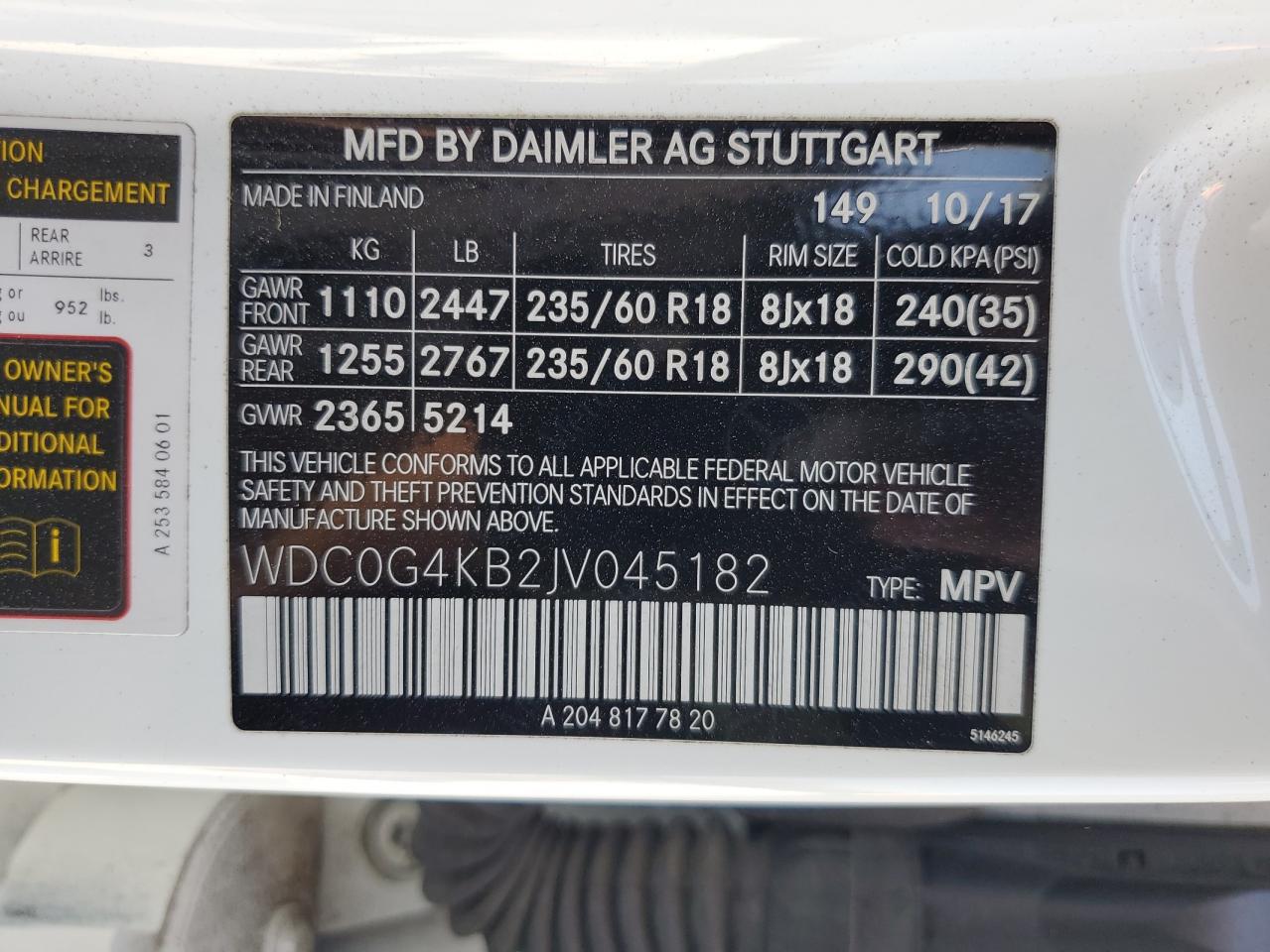 2018 Mercedes-Benz Glc 300 4Matic VIN: WDC0G4KB2JV045182 Lot: 71052665