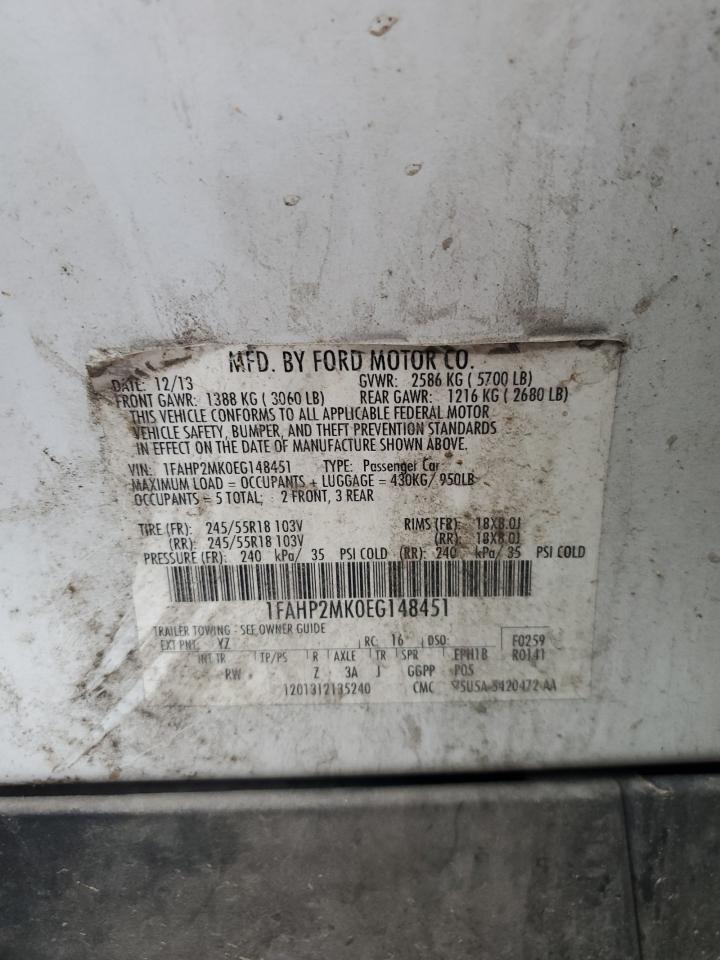 2014 Ford Taurus Police Interceptor VIN: 1FAHP2MK0EG148451 Lot: 69101515