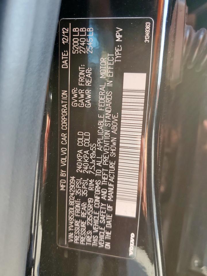 2013 Volvo Xc60 3.2 VIN: YV4952DL8D2429094 Lot: 69195235