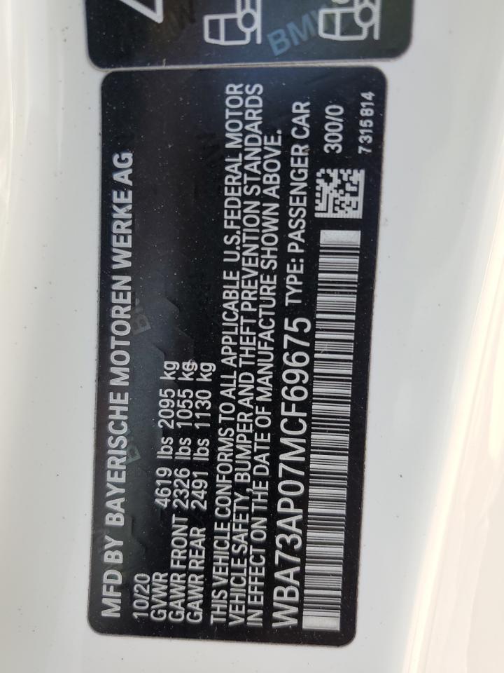 2021 BMW 430Xi VIN: WBA73AP07MCF69675 Lot: 68160515