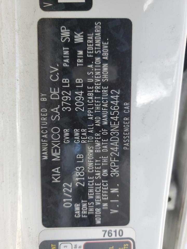 3KPF24AD3NE456442 2022 Kia Forte Fe