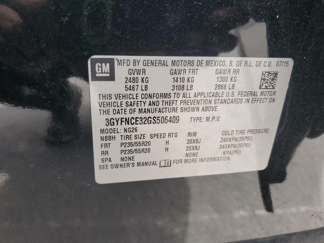 2016 Cadillac Srx Performance Collection VIN: 3GYFNCE32GS506409 Lot: 69597215