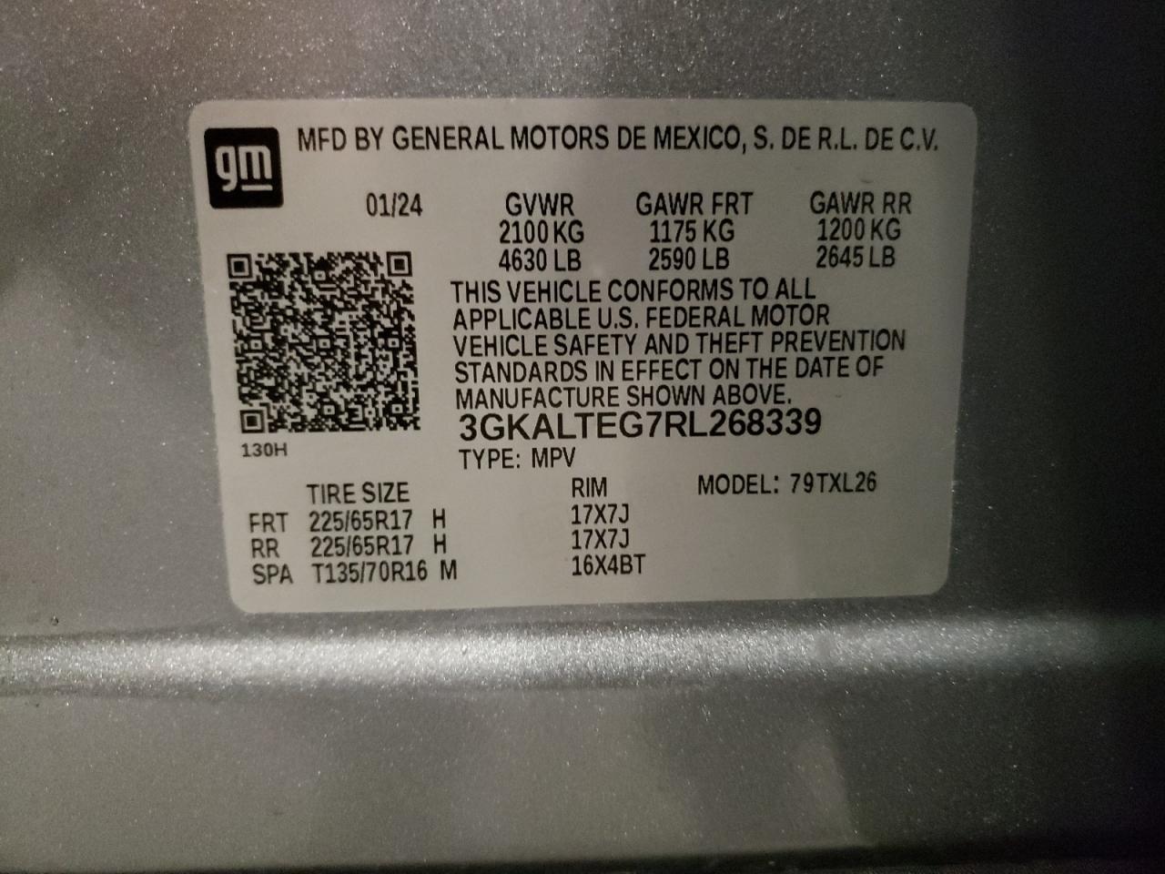 2024 GMC Terrain Sle VIN: 3GKALTEG7RL268339 Lot: 70399235