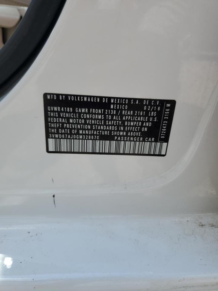2016 Volkswagen Jetta Se VIN: 3VWD67AJ0GM328670 Lot: 66898145