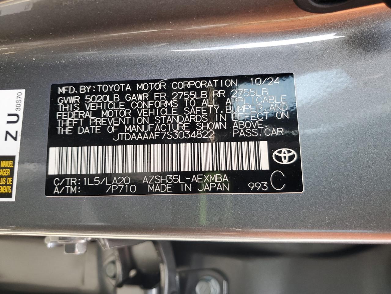 2025 Toyota Crown Xle VIN: JTDAAAAF7S3034822 Lot: 70524085