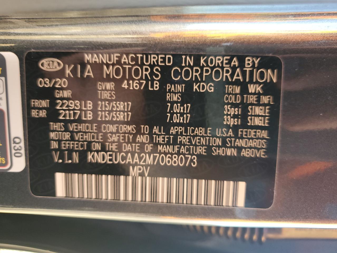 2021 Kia Seltos S VIN: KNDEUCAA2M7068073 Lot: 69260355