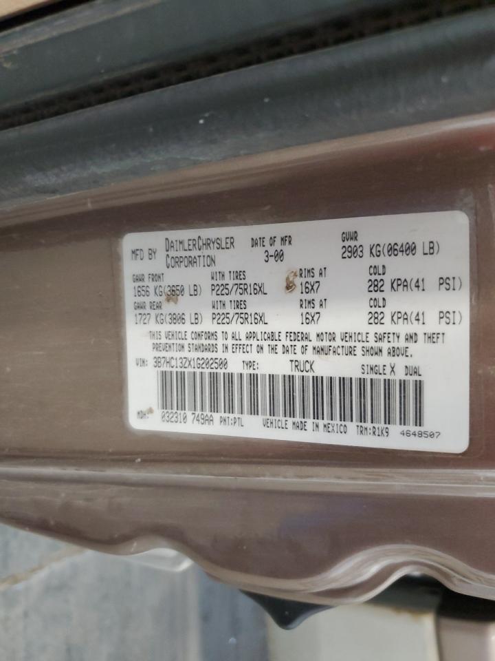 2001 Dodge Ram 1500 VIN: 3B7HC13ZX1G202500 Lot: 69653765