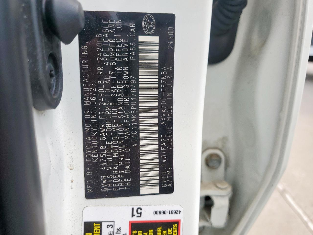 4T1C11AK5PU176797 2023 Toyota Camry Le