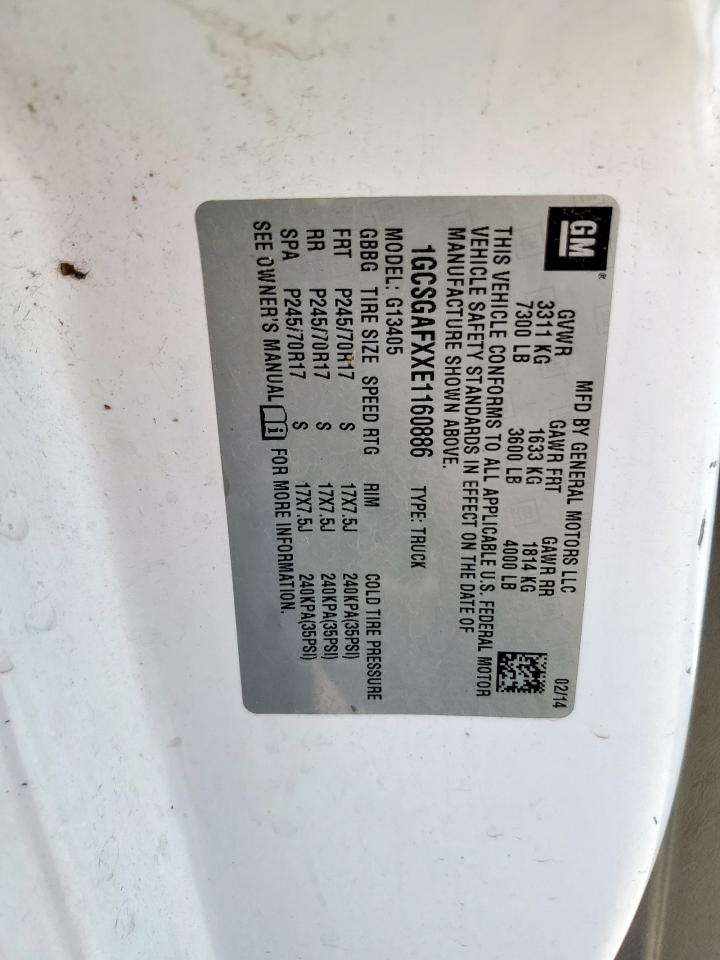 2014 Chevrolet Express G1500 VIN: 1GCSGAFXXE1160886 Lot: 87056645