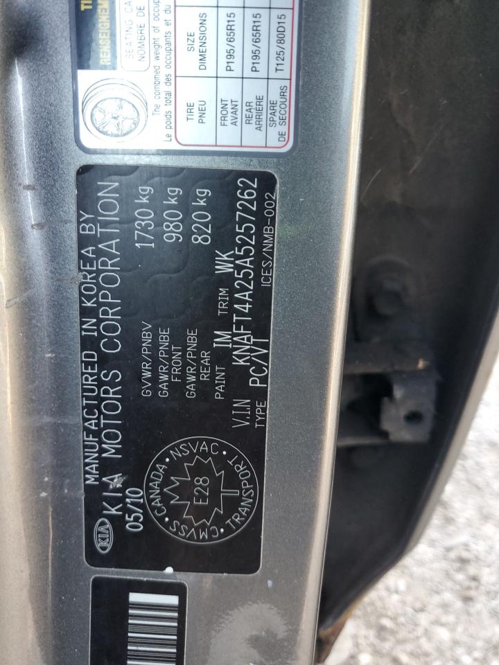 2010 Kia Forte Lx VIN: KNAFT4A25A5257262 Lot: 69671885