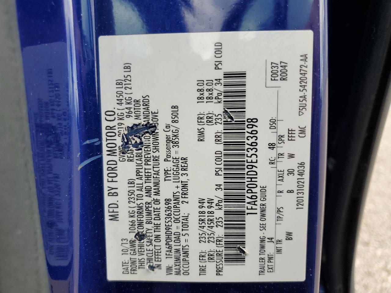 2014 Ford Fusion Se VIN: 1FA6P0HD9E5363698 Lot: 70358995