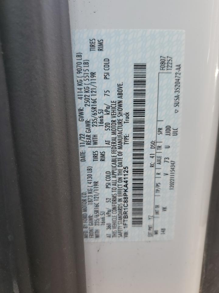 2023 Ford Transit T-250 VIN: 1FTBR1C88PKA41125 Lot: 69224755