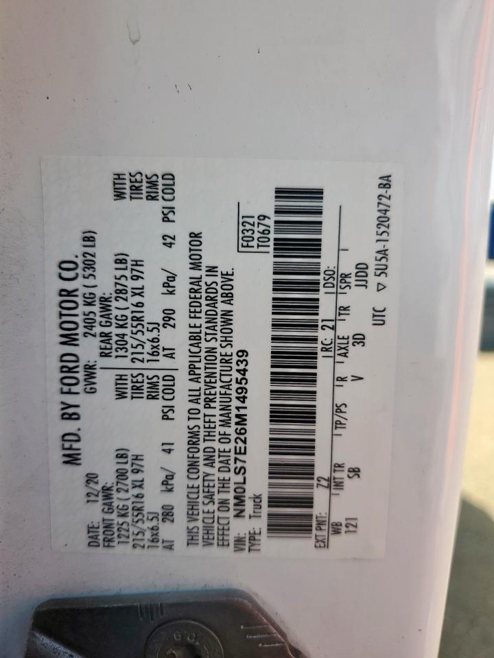 2021 Ford Transit Connect Xl VIN: NM0LS7E26M1495439 Lot: 67566085