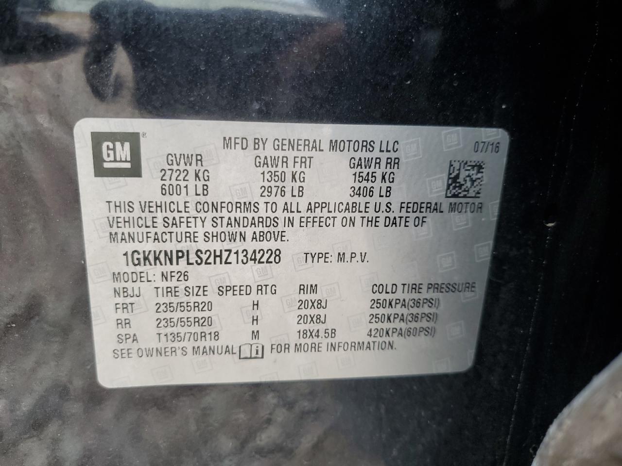 2017 GMC Acadia Denali VIN: 1GKKNPLS2HZ134228 Lot: 68413995