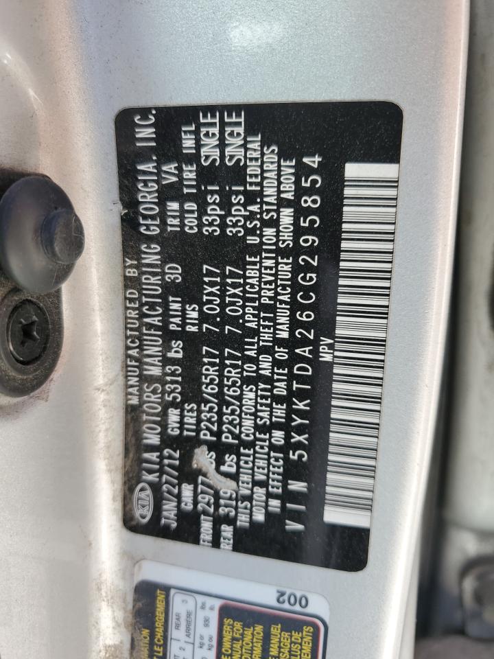 2012 Kia Sorento Base VIN: 5XYKTDA26CG295854 Lot: 69292465