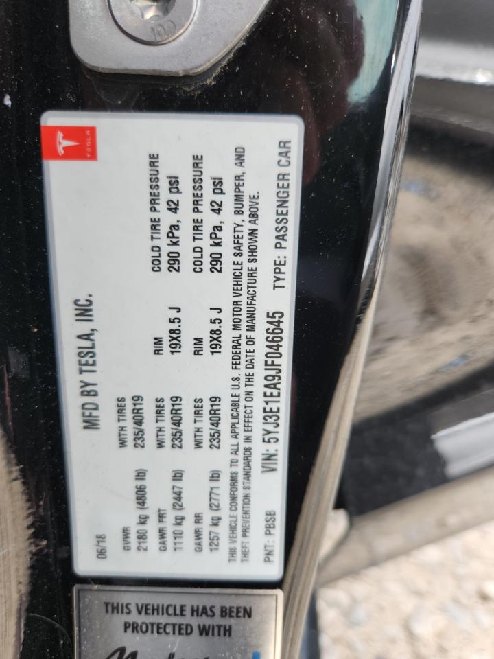 2018 Tesla Model 3 VIN: 5YJ3E1EA9JF046645 Lot: 70874495