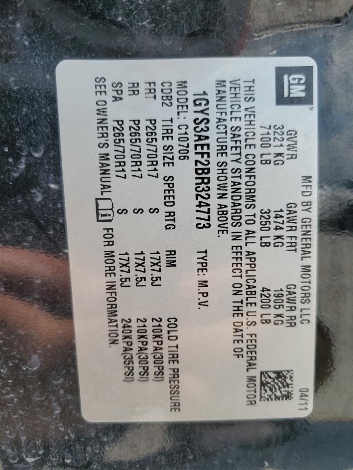 2011 Cadillac Escalade VIN: 1GYS3AEF2BR324773 Lot: 68025835