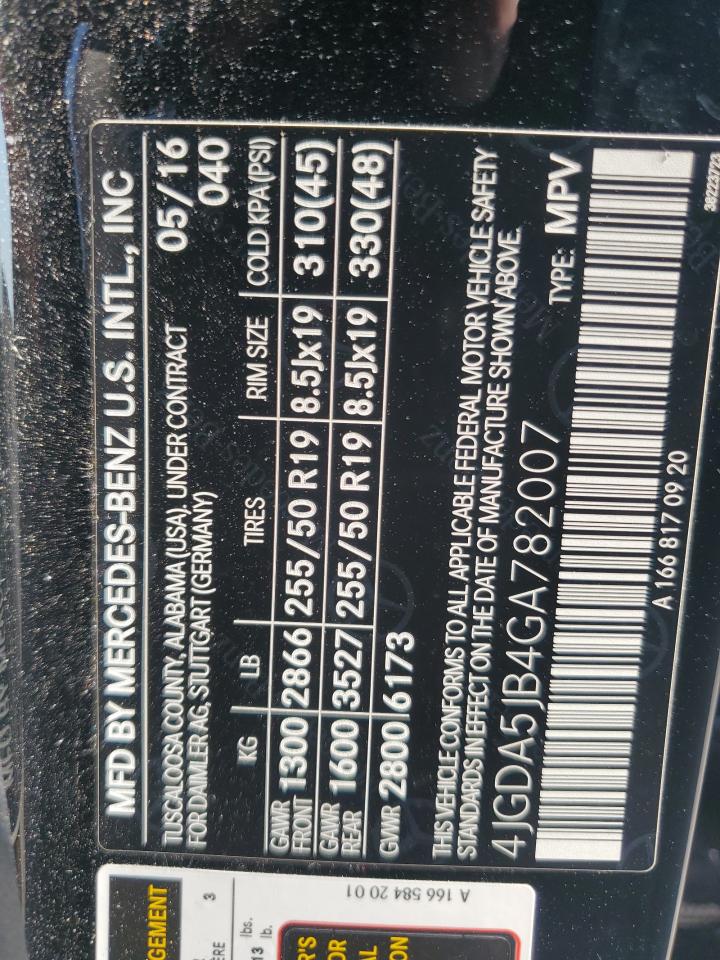 2016 Mercedes-Benz Gle 350 VIN: 4JGDA5JB4GA782007 Lot: 67022285