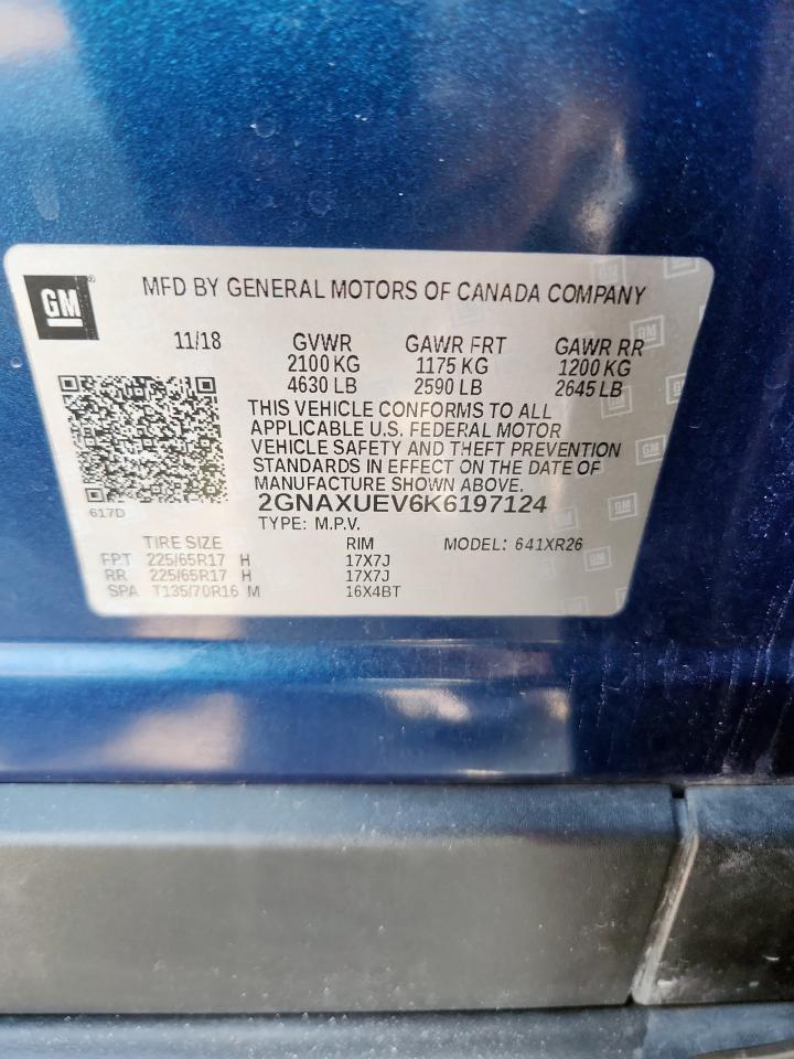 2019 Chevrolet Equinox Lt VIN: 2GNAXUEV6K6197124 Lot: 69556445