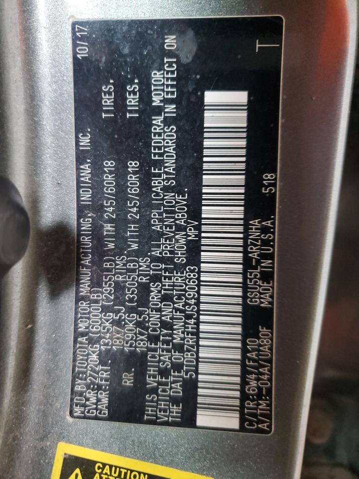 2018 Toyota Highlander Le VIN: 5TDBZRFH4JS490683 Lot: 69041145