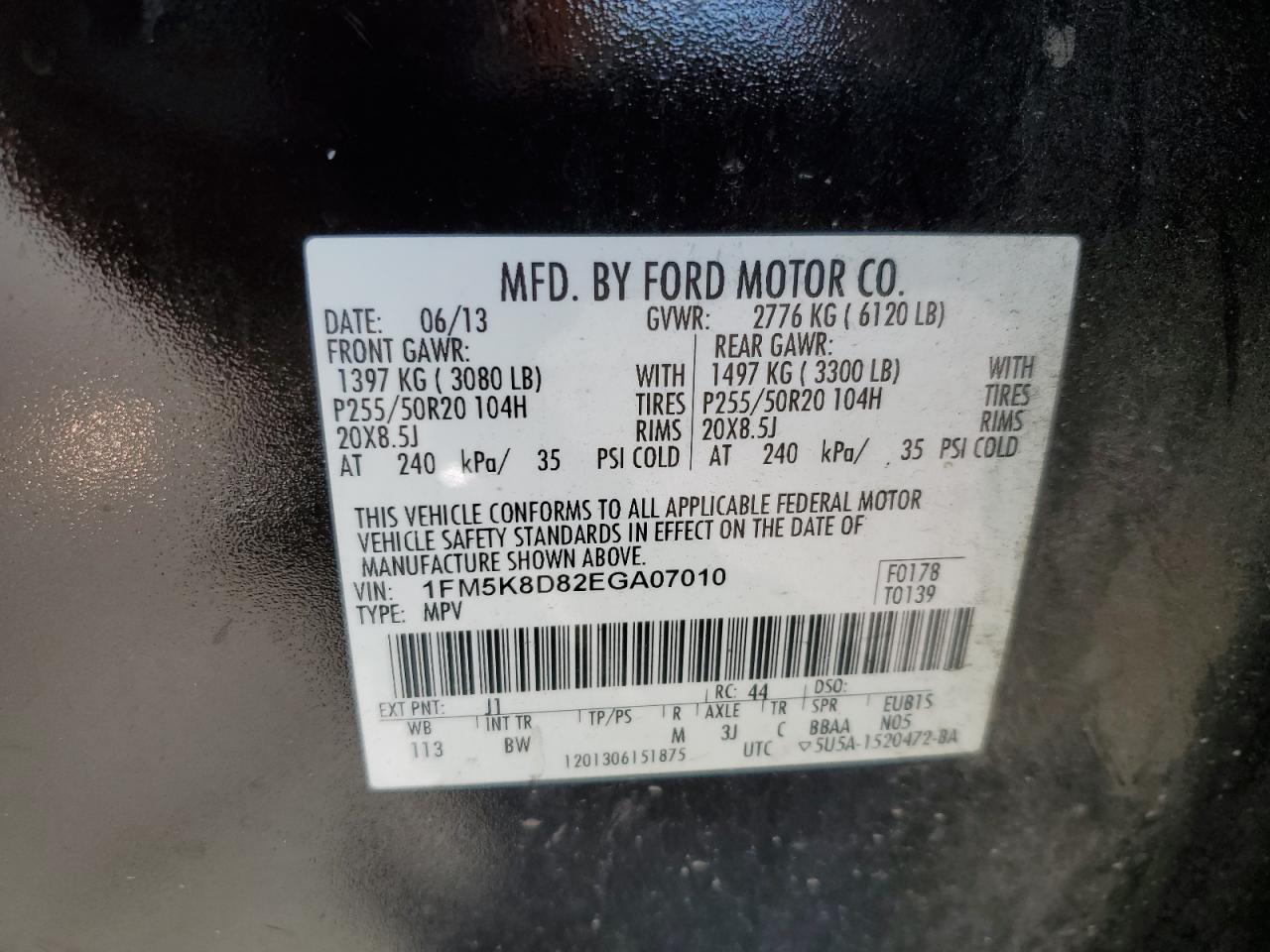 2014 Ford Explorer Xlt VIN: 1FM5K8D82EGA07010 Lot: 70257145