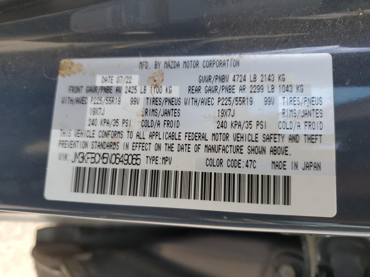 2022 Mazda Cx-5 Preferred VIN: JM3KFBCM5N0649065 Lot: 70552485