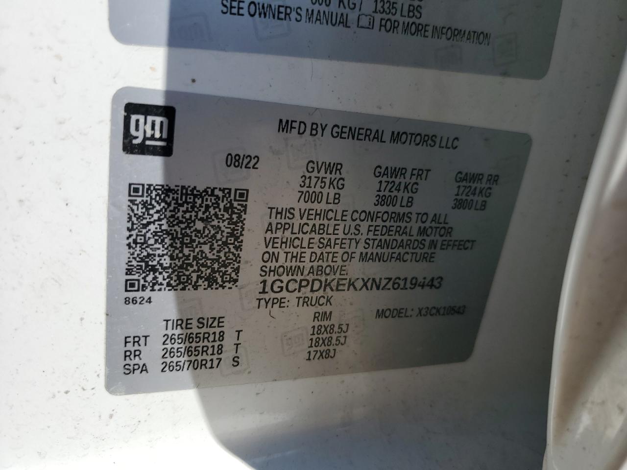 2022 Chevrolet Silverado K1500 Lt-L VIN: 1GCPDKEKXNZ619443 Lot: 68329865