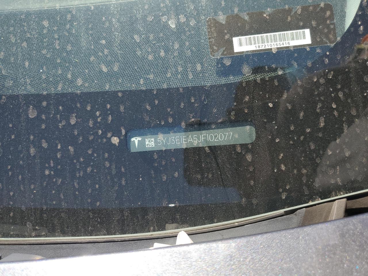 2018 Tesla Model 3 VIN: 5YJ3E1EA5JF102077 Lot: 68213295