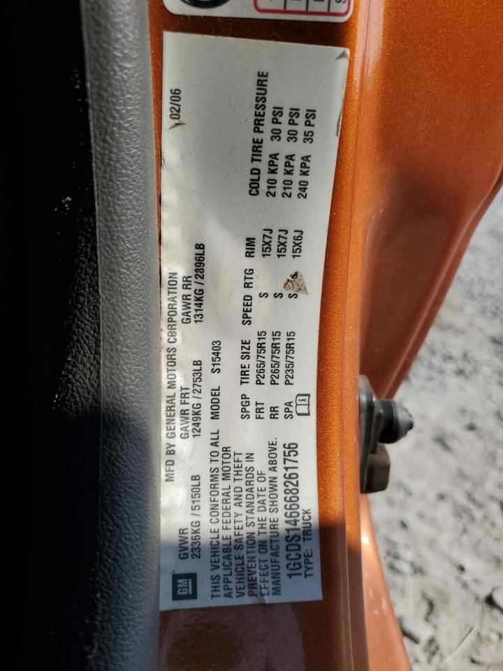 2006 Chevrolet Colorado VIN: 1GCDS146668261756 Lot: 68440025