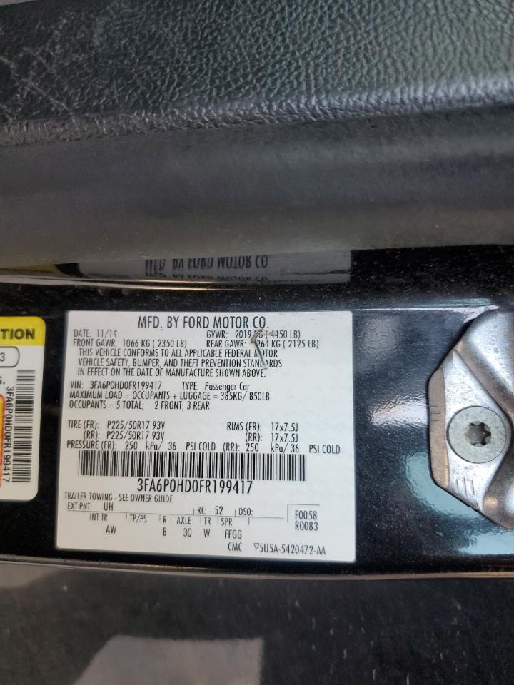 2015 Ford Fusion Se VIN: 3FA6P0HD0FR199417 Lot: 68389275