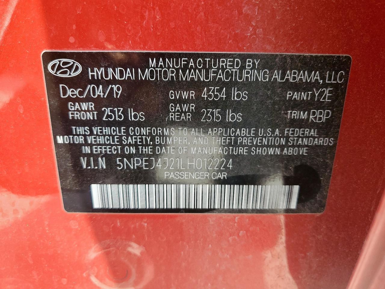 2020 Hyundai Sonata Sel Plus VIN: 5NPEJ4J21LH012224 Lot: 70262255