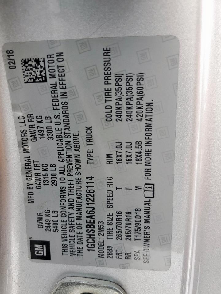 2018 Chevrolet Colorado VIN: 1GCHSBEA6J1226114 Lot: 69997725