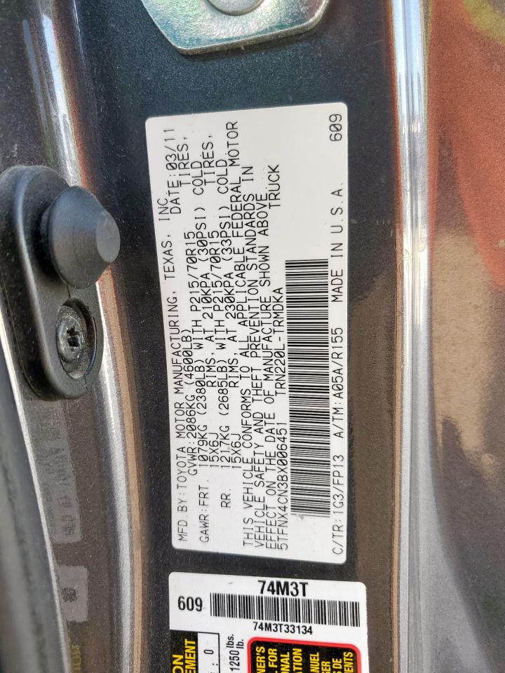 2011 Toyota Tacoma VIN: 5TFNX4CN3BX006451 Lot: 66823515