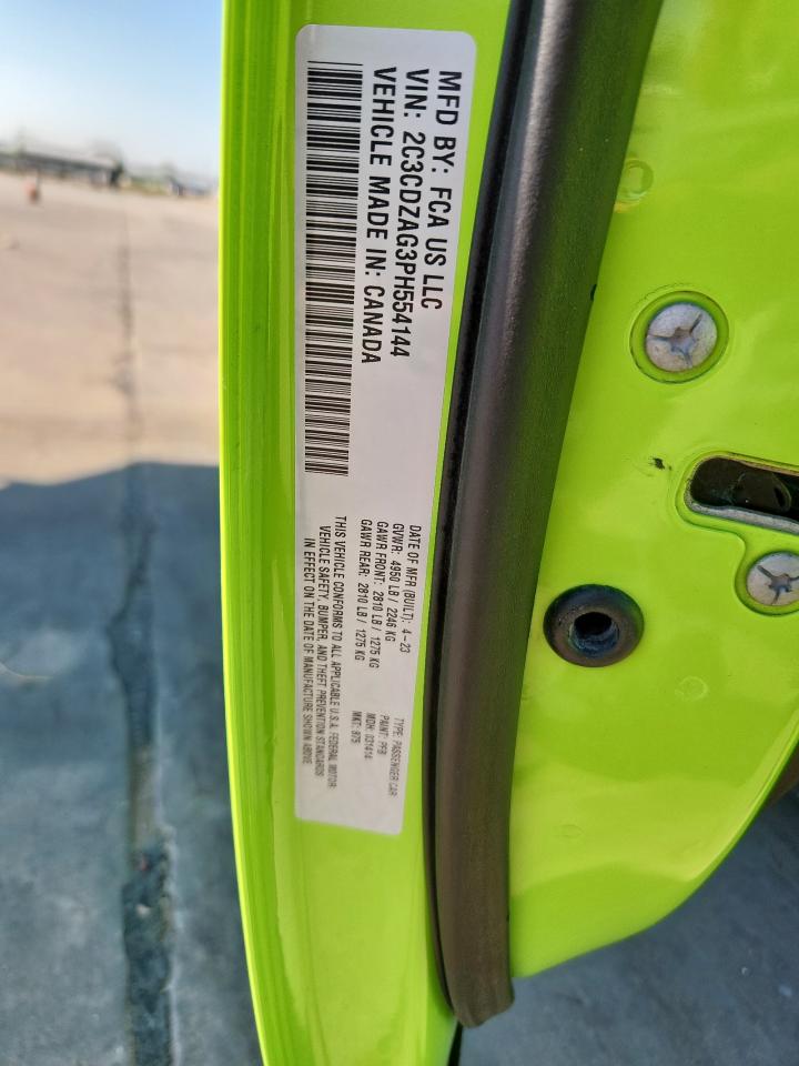 2023 Dodge Challenger Sxt VIN: 2C3CDZAG3PH554144 Lot: 70311265