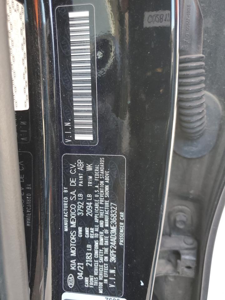 2021 Kia Forte Fe VIN: 3KPF24AD3ME368327 Lot: 70709175