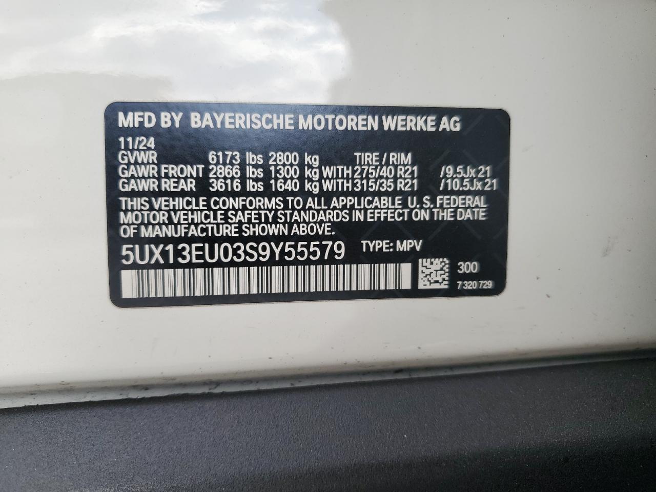 2025 BMW X5 Sdrive 40I VIN: 5UX13EU03S9Y55579 Lot: 69962445