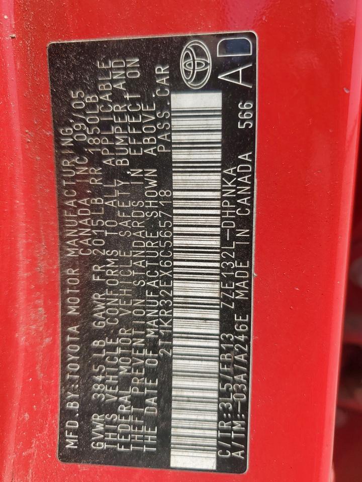 2006 Toyota Corolla Matrix Xr VIN: 2T1KR32EX6C565718 Lot: 68398975