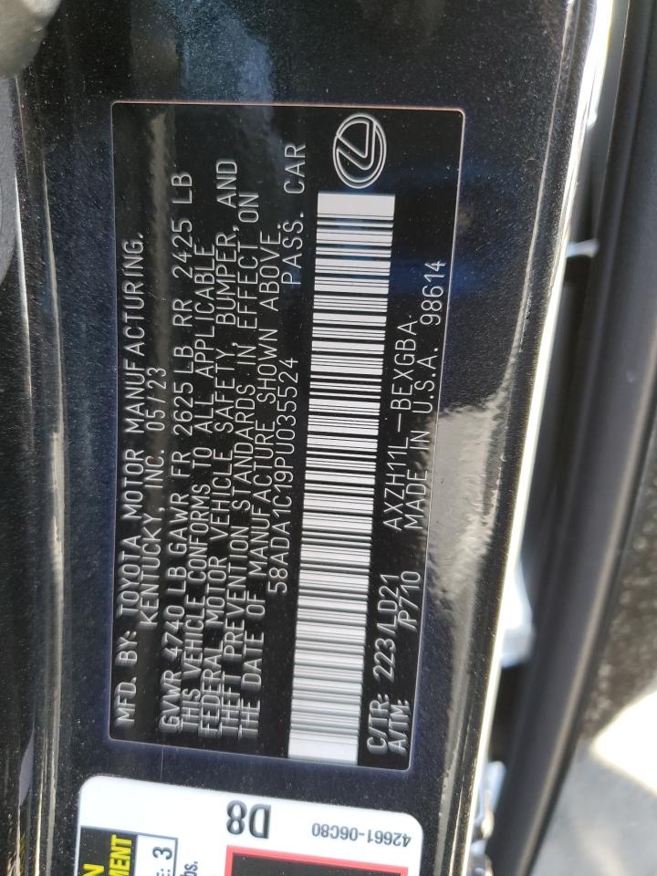 2023 Lexus Es 300H Base VIN: 58ADA1C19PU035524 Lot: 70039135