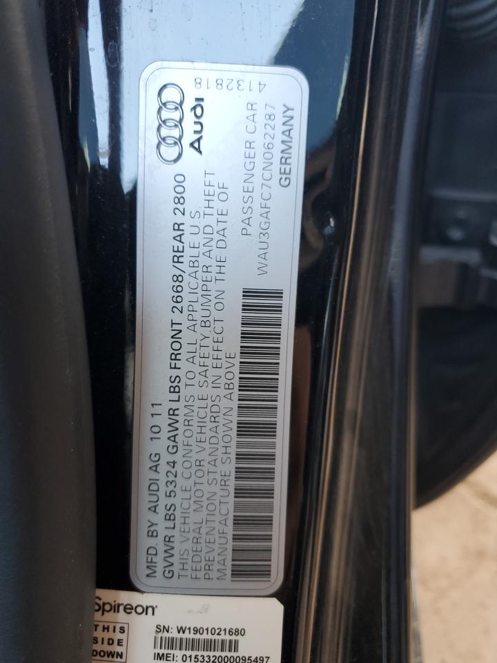 2012 Audi A7 Prestige VIN: WAU3GAFC7CN062287 Lot: 70002385