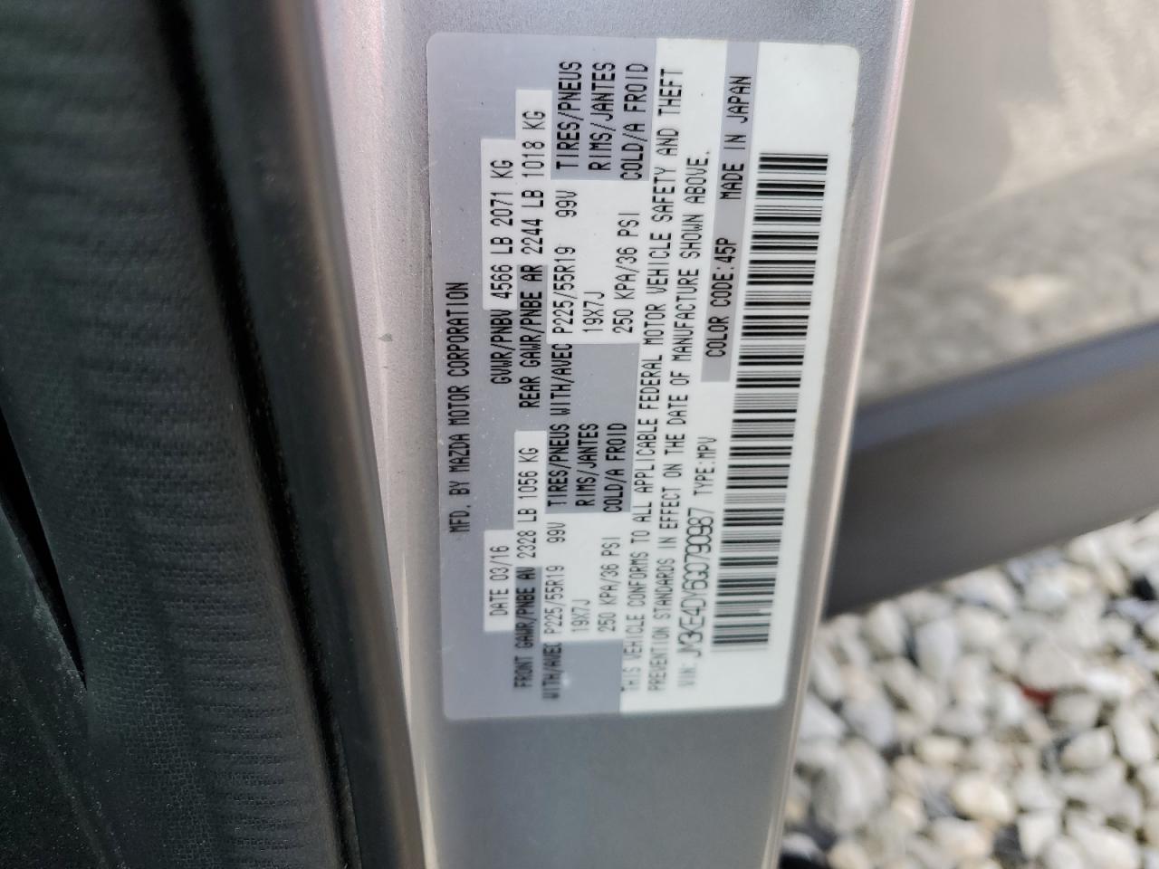 2016 Mazda Cx-5 Gt VIN: JM3KE4DY6G0790987 Lot: 71028055