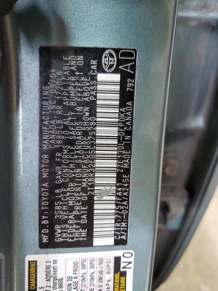 2005 Toyota Corolla Ce VIN: 2T1BR32E05C375280 Lot: 70530585