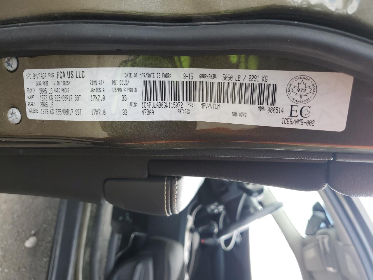 2016 Jeep Cherokee Sport VIN: 1C4PJLAB0GW115072 Lot: 69953775