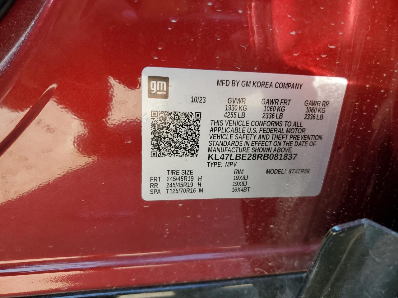 2024 Buick Envista Sport Touring VIN: KL47LBE28RB081837 Lot: 69260535